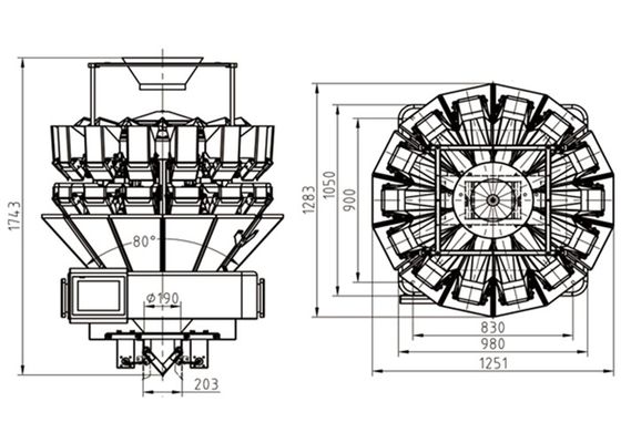 Pesador principal de los snacks 8A 1220m m 10 Multihead